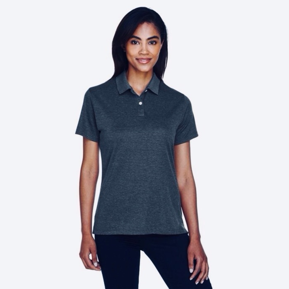 Devon & Jones Fitted Polo Button Down Shirt-Heather Navy
